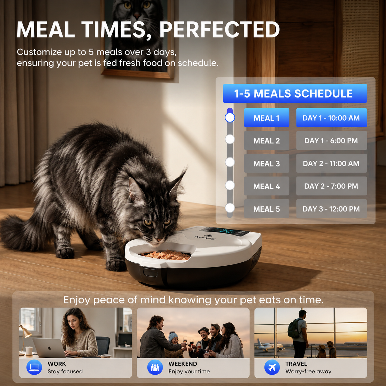 PurrFeast™ - Automatic Wet Food Feeder for Cats | 5 Fresh Meals