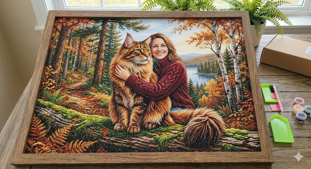 Custom Diamond Painting Kit | Personalized Maine Coon Art