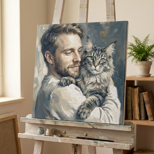 Custom Maine Coon paint by numbers kit personalized from your photo
