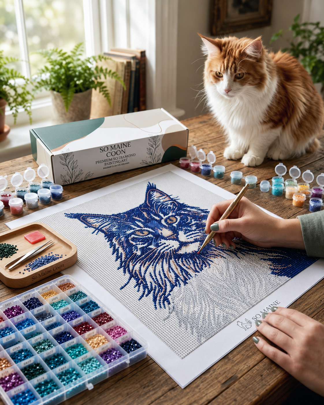 Custom Diamond Painting Kit | Maine Coon Art