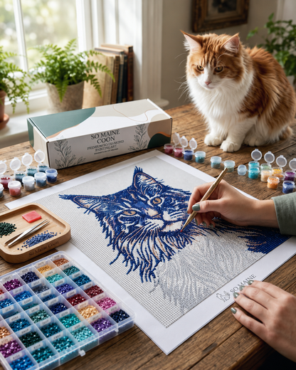 Custom Diamond Painting Kit | Maine Coon Art