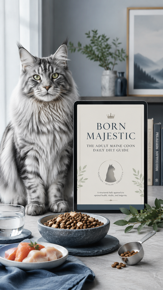 Maine Coon Daily Diet Guide ebook cover by So Maine Coon Born Majestic